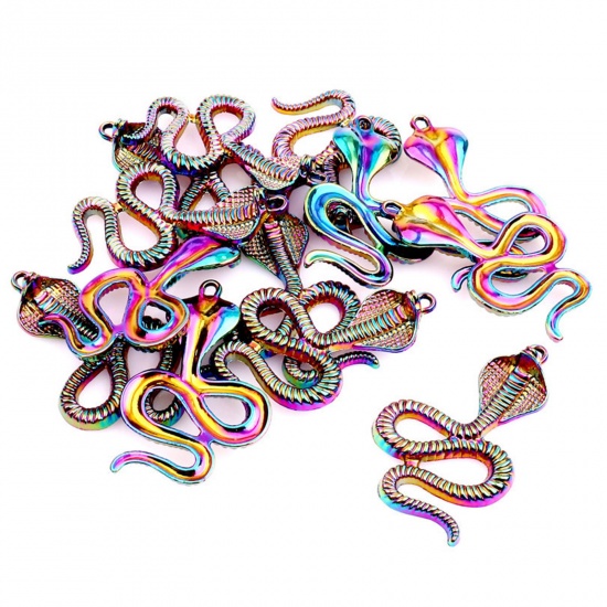 Immagine di Lega di Zinco Ciondoli Serpente Multicolore Placcatura 44mm x 27mm , 5 Pz