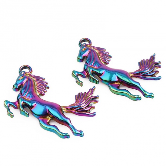 Immagine di Lega di Zinco Ciondoli Cavallo Multicolore Placcatura 50mm x 30mm , 5 Pz