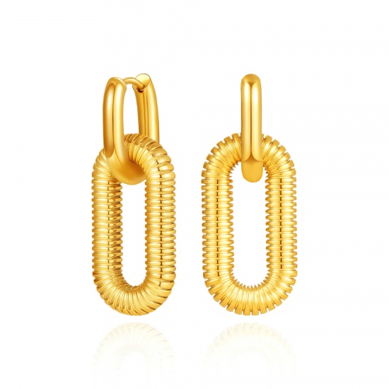 Immagine di 1 Paio Ecologico Elegante Squisito 18K Vero Oro Placcato 304 Acciaio Inossidabile Orecchino Per Donne Regalo 33mm x 13.5mm