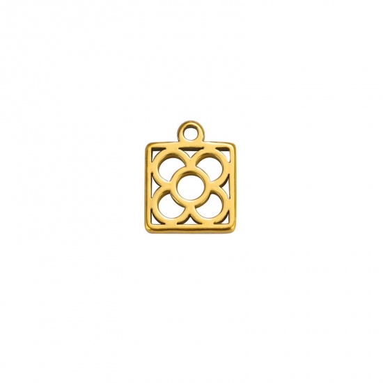 Imagen de 304 Acero Inoxidable Colgantes Charms Chapado en Oro 8mm x 10mm, 2 Unidades