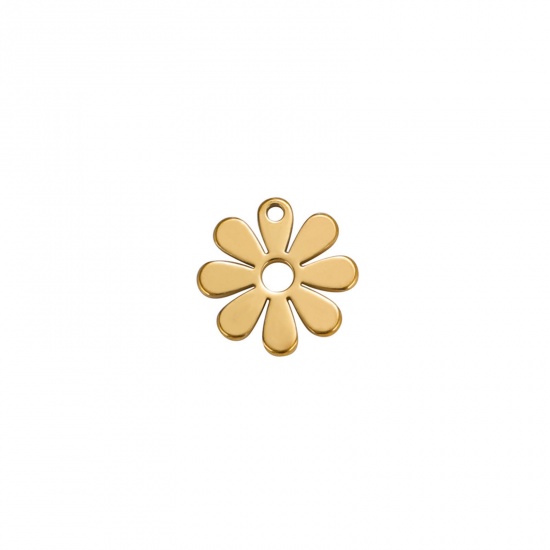 Bild von 304 Edelstahl Charms Gänseblümchen Vergoldet 11mm x 11mm, 2 Stück