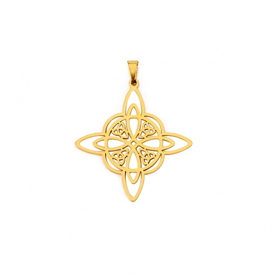 Picture of 304 Stainless Steel Pendants Gold Plated Celtic Knot 3.4cm x 3.65cm, 1 Piece