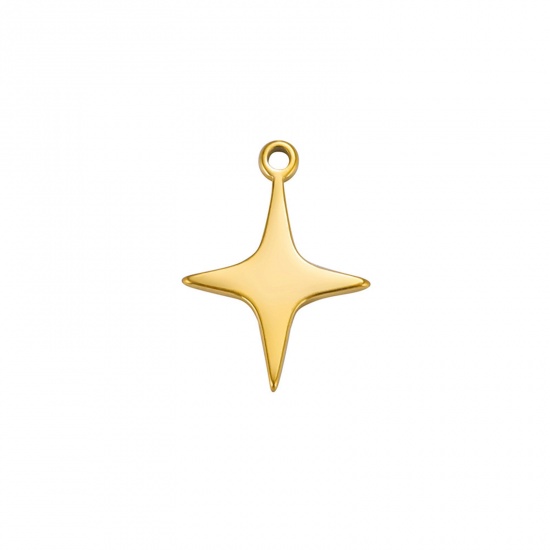 Picture of 304 Stainless Steel Charms Gold Plated Star 11mm x 15mm, 2 PCs