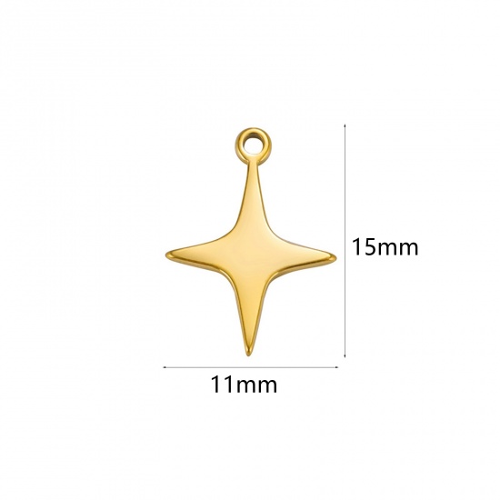 Bild von 304 Edelstahl Charms Vergoldet Stern 11mm x 15mm, 2 Stück