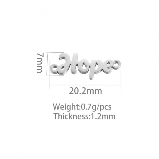 Picture of 304 Stainless Steel Connectors Silver Tone Message " Hope " 20mm x 7mm, 1 Piece