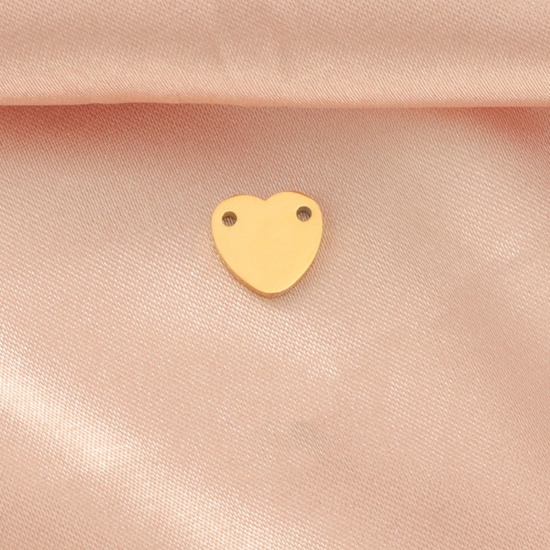 Picture of 304 Stainless Steel Pendants 18K Gold Color Heart 8.5mm x 9mm, 2 PCs