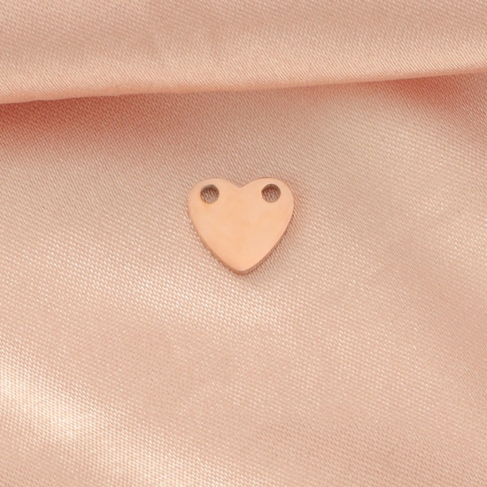 Picture of 304 Stainless Steel Pendants Rose Gold Heart 8.5mm x 9mm, 2 PCs