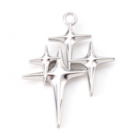 Picture of Zinc Based Alloy Galaxy Charms Silver Tone Star 29mm x 23mm, 5 PCs