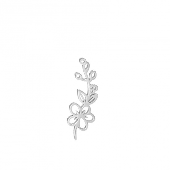 Picture of 304 Stainless Steel Charms Silver Tone Hawthorn Flower 13mm x 17mm, 1 Piece
