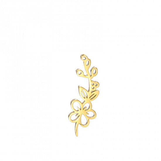Picture of 304 Stainless Steel Charms 18K Gold Color Hawthorn Flower 13mm x 17mm, 1 Piece