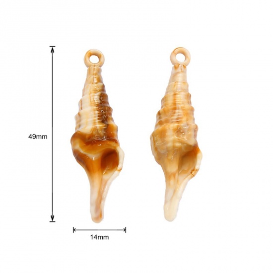 Picture of Acrylic Ocean Jewelry Pendants Conch/ Sea Snail Khaki 4.9cm x 1.4cm, 1 Packet