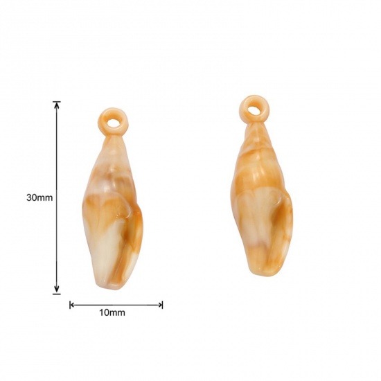 Picture of Acrylic Ocean Jewelry Pendants Conch/ Sea Snail Khaki 3cm x 1cm, 1 Packet