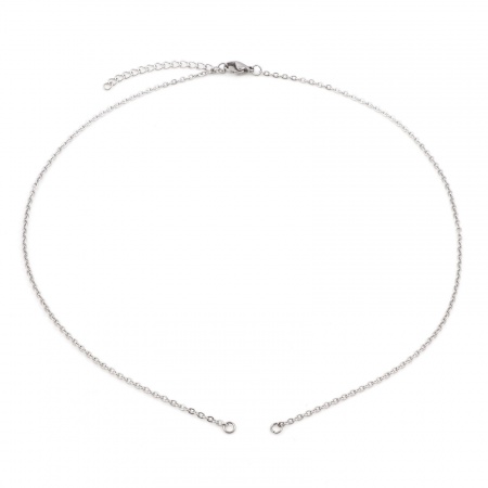Picture of Wholesale Link Cable Chain Semi-finished Necklace Base For DIY Handmade Jewelry Making, Silver Tone 304 Stainless Steel, Unisex Minimalist Gift Jewelry For Retailer, 46cm(18.1") long, Chain Size: 2mm, 1 Piece