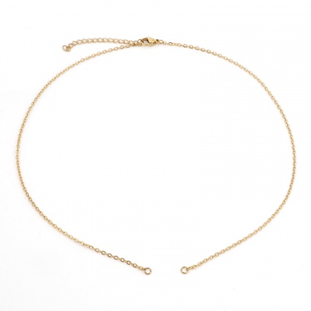 Picture of 304 Stainless Steel Link Cable Chain Semi-finished Necklace For DIY Handmade Jewelry Making Multicolor With Lobster Claw Clasp And Extender Chain 44.5cm(17 4/8