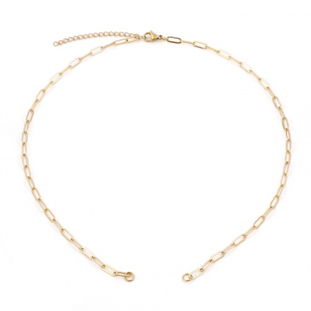 Picture of 304 Stainless Steel Link Cable Chain Semi-finished Necklace For DIY Handmade Jewelry Making Multicolor With Lobster Claw Clasp And Extender Chain 44.5cm(17 4/8