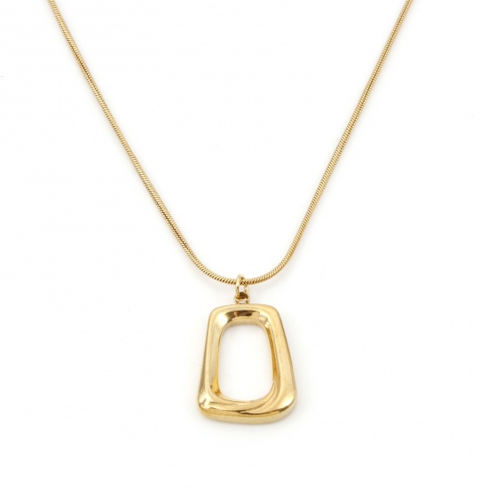 Picture of 304 Stainless Steel Stylish Snake Chain Necklace 18K Gold Color Trapezoid 40cm(15 6/8") long, 1 Piece