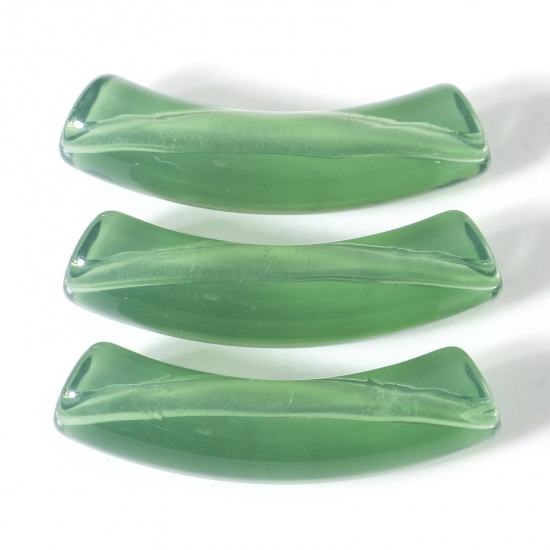 Image de Perles pour DIY Fabrication de Bijoux de Charme en Acrylique Vert Foncé Transparent Tube Courbé Arc 3.3cm x 0.8cm, Trou: env. 1.4mm, 50 Pcs