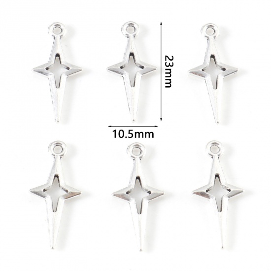 Picture of Zinc Based Alloy Galaxy Charms Antique Silver Color Star 23mm x 10.5mm, 50 PCs
