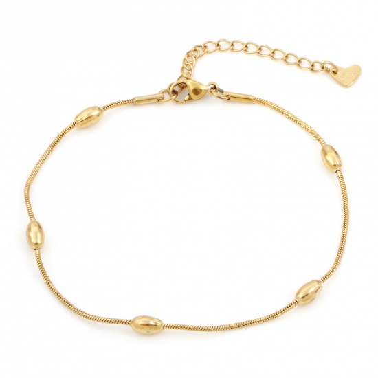 Picture of 304 Stainless Steel Simple Snake Chain Anklet Gold Plated 21.5cm(8 4/8") long, 1 Piece