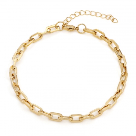 Bild von Großhandel 304 Edelstahl Büroklammerkette Fußketten, Vergoldet Vakuumbeschichtung, Unisex Einfach Ins Stil Geschenk Schmuckbedarf, 23.5cm lang, Kettengröße: 5.5mm, 1 Strang