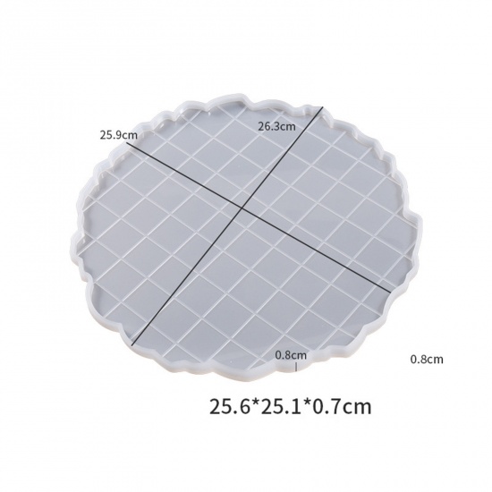 Picture of Silicone Resin Mold For Home Storage DIY Making Plate Round White 26.3cm x 0.8cm, 1 Piece