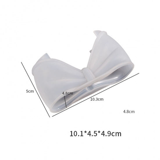 Picture of Silicone Resin Mold For Home Storage DIY Making Bowknot White 10.3cm x 5cm, 1 Piece