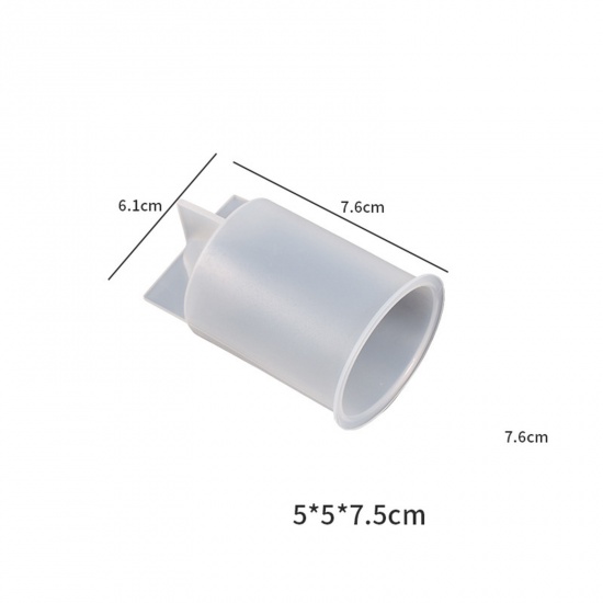 Picture of Silicone Resin Mold For Candle Soap DIY Making Cylinder White 7.6cm x 6.1cm, 1 Piece