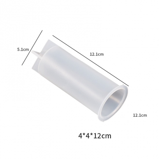 Picture of Silicone Resin Mold For Candle Soap DIY Making Cylinder White 12.1cm x 5.1cm, 1 Piece