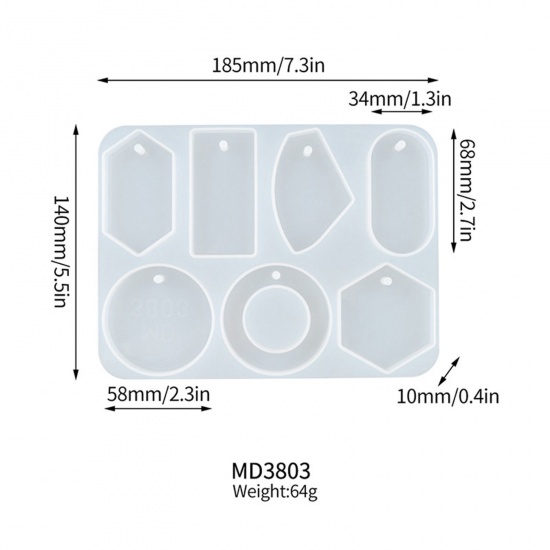 Picture of Silicone Resin Mold For Home Decoration DIY Making Pendant Geometric White 18.5cm x 14cm, 1 Piece