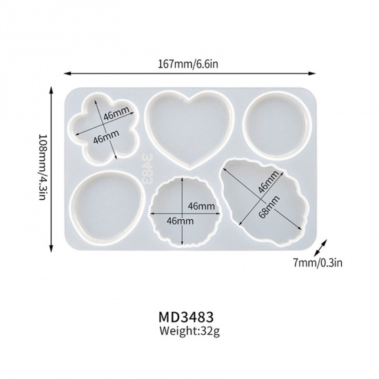Picture of Silicone Mold For Airbag Cell Phone Foldable Bracket Holder DIY Making Leaf Heart White 18cm x 16.7cm, 1 Piece
