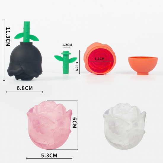 Picture of Silicone Ice Trays Mold Rose Flower Black 11.3cm x 6.8cm, 1 Piece