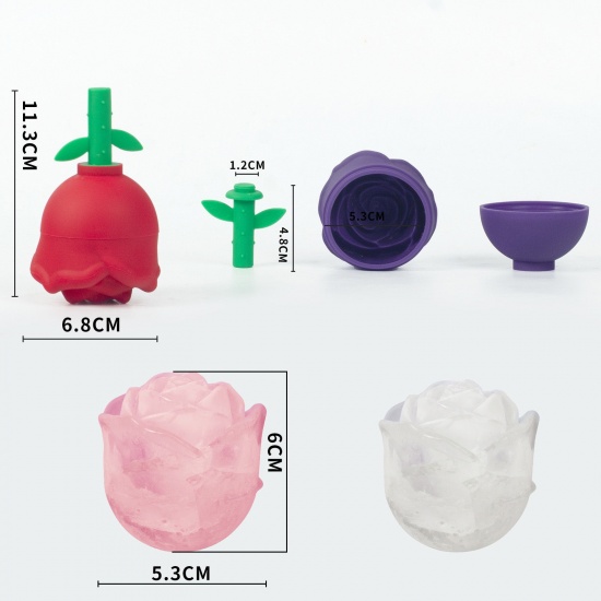 Picture of Silicone Ice Trays Mold Rose Flower Red 11.3cm x 6.8cm, 1 Piece