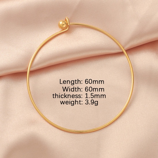 Picture of 304 Stainless Steel Expandable Bangles Bracelets 18K Gold Color Ball Can Be Screwed Off 6cm Dia., 1 Piece