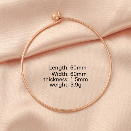 Picture of 304 Stainless Steel Expandable Bangles Bracelets Rose Gold Ball Can Be Screwed Off 6cm Dia., 1 Piece