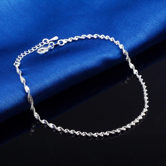 Picture of Brass Retro Anklet Wave Platinum Plated 22cm(8 5/8") long, 1 Piece                                                                                                                                                                                            