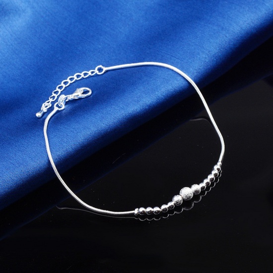 Picture of Brass Retro Anklet Ball Platinum Plated 22cm(8 5/8") long, 1 Piece                                                                                                                                                                                            