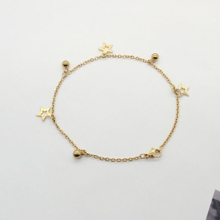 Image de Chaînes de Cheville En Gros Doré en 304 Acier Inoxydable, Pentacle Chaîne Maille Forçat aux Femmes À la Mode Cadeau Fournitures de Bijoux 22.5cm long, 1 Pièce