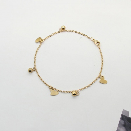 Image de Chaînes de Cheville En Gros Doré en 304 Acier Inoxydable, Cœur Chaîne Maille Forçat aux Femmes À la Mode Cadeau Fournitures de Bijoux 22.5cm long, 1 Pièce