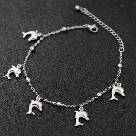 Picture of 304 Stainless Steel Ocean Jewelry Rolo Chain Anklet Silver Tone