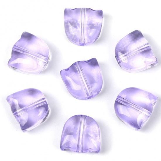 Picture of Lampwork Glass Beads Tulip Flower Mauve Gradient Color About 9mm x 8.8mm, Hole: Approx 1.1mm, 20 PCs
