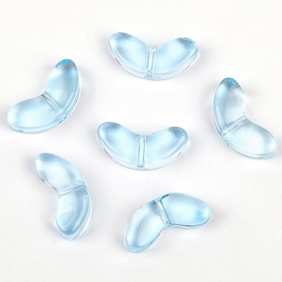 Picture of Lampwork Glass Beads Leaf Blue Gradient Color About 13.8mm x 6.5mm, Hole: Approx 0.8mm, 20 PCs