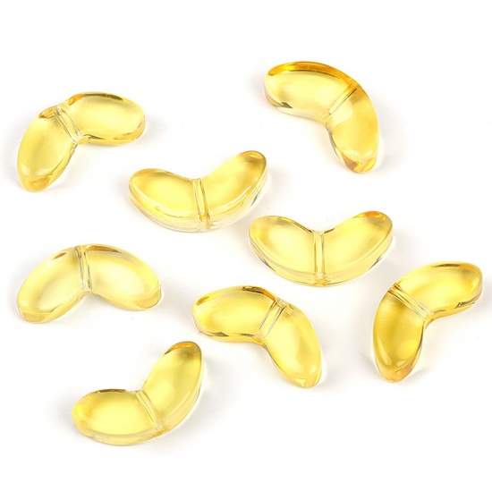 Picture of Lampwork Glass Beads Leaf Yellow Gradient Color About 13.8mm x 6.5mm, Hole: Approx 0.8mm, 20 PCs