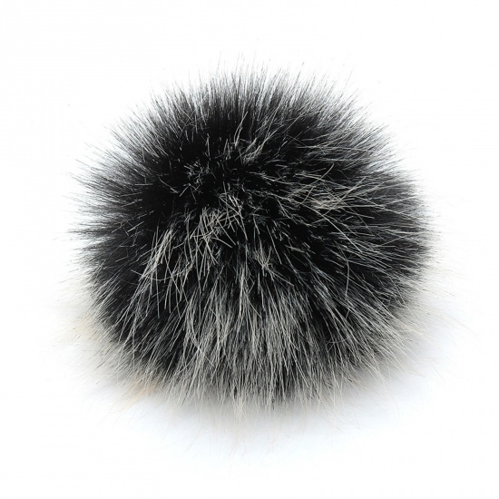 Picture of Polyester & Acrylic DIY Handmade Craft Materials Accessories Black Pom Pom Ball 10cm Dia., 1 Piece