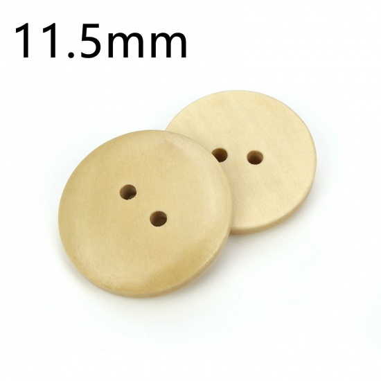 Picture of Wood Sewing Buttons Scrapbooking 2 Holes Round Beige 11.5mm Dia., 100 PCs