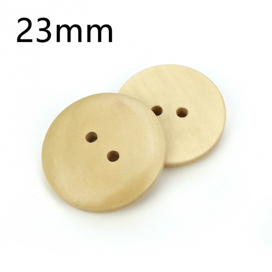 Picture of Wood Sewing Buttons Scrapbooking 2 Holes Round Beige 23mm Dia., 100 PCs