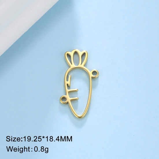Immagine di 304 Acciaio Inossidabile Pendenti Charms Connettori Carota Placcato Oro 18K 19mm x 18.5mm, 1 Pz