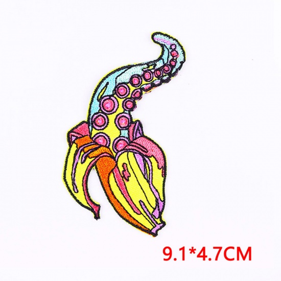Immagine di Poliestere Ricamo Rattoppo (Con la colla posteriore) DIY Scrapbooking Craft Multicolore Banana 9.1cm x 4.7cm, 1 Pz