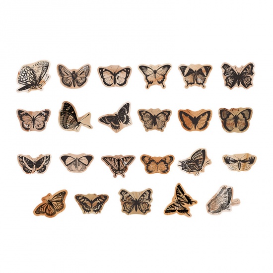 Picture of Paper Retro DIY Scrapbook Deco Stickers Multicolor Butterfly Animal 4.4cm x 4.4cm, 1 Set ( 46 PCs/Set)