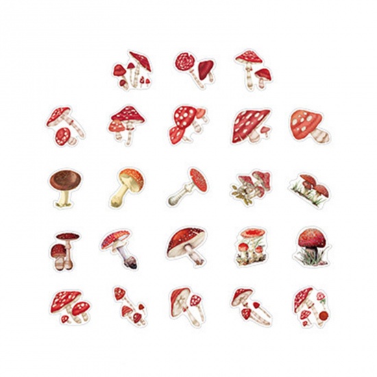 Picture of Paper Ins Style DIY Scrapbook Deco Stickers Multicolor Mushroom 4.4cm x 4.4cm, 1 Set ( 46 PCs/Set)