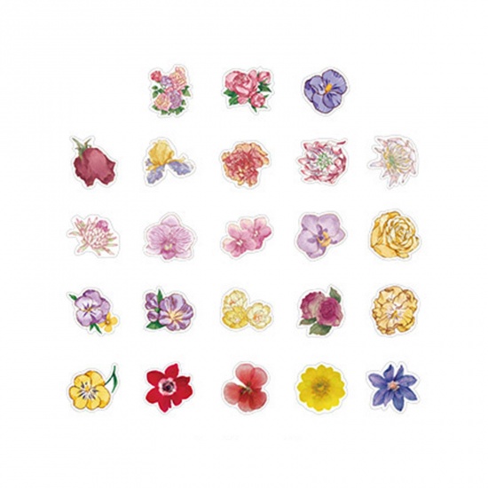 Picture of Paper Ins Style DIY Scrapbook Deco Stickers Multicolor Flower 4.4cm x 4.4cm, 1 Set ( 46 PCs/Set)